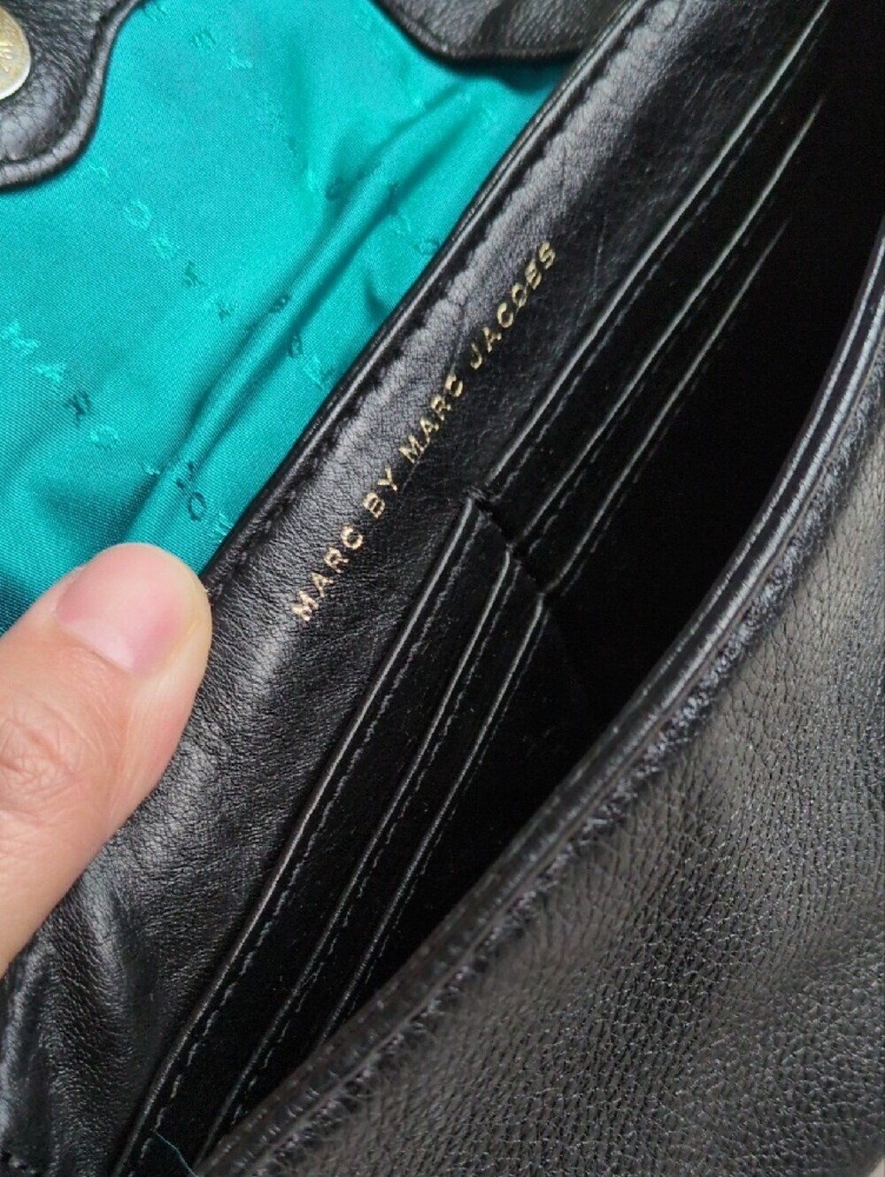 Marc by Marc Jacobs Black Leather Crossbody with Gold Chain Detail - Picture 5 of 8